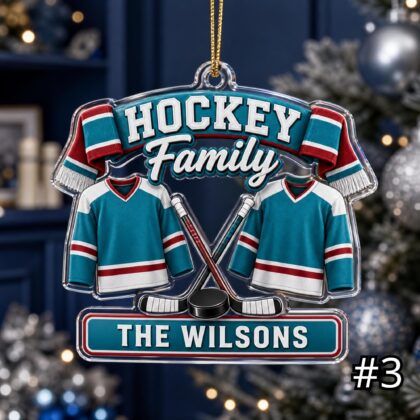 Personalized Hockey Mom Dad Acrylic Ornament – Custom Name Sports Family Gift - Image 3