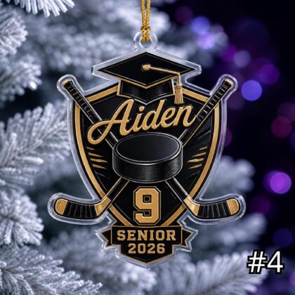 Personalized Senior Hockey Acrylic Ornament – Custom Name Number Class of 2026 Sports Jersey Keepsake Tree - Image 4