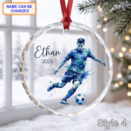 Personalized Soccer Player Glass Ornament – Custom Football Athlete Keepsake - Image 4