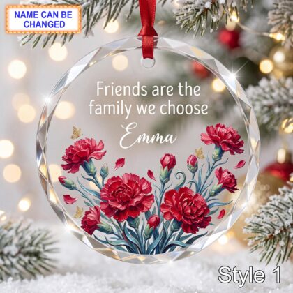 Personalized Friendship Glass Ornament – Friends Are the Family We Choose Gift