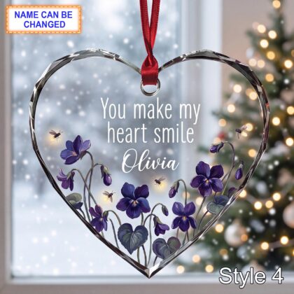 Personalized Friendship Glass Ornament – You Make My Heart Smile Gift - Image 4