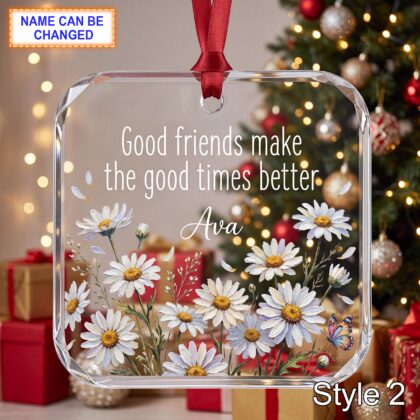 Alternative view of Personalized Friendship Glass Ornament – Good Friends Make the Good Times Better