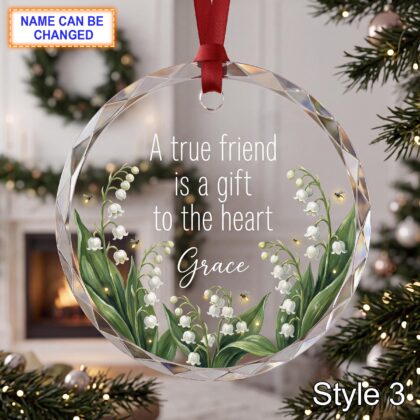 Personalized Friendship Glass Ornament – A True Friend Is a Gift to the Heart - Image 3
