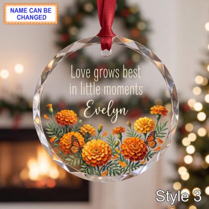 Personalized Love Glass Ornament – Love Grows Best in Little Moments Gift - Image 3