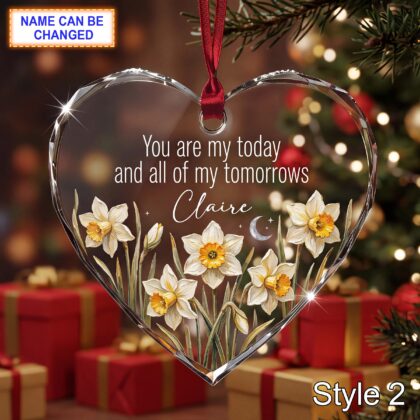 Alternative view of Personalized Love Glass Ornament – You Are My Today and All of My Tomorrows