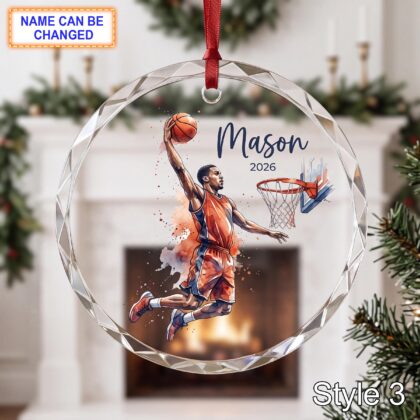 Personalized Basketball Player Glass Ornament – Custom Athlete Keepsake - Image 3