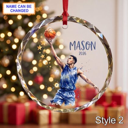 Alternative view of Personalized Basketball Player Glass Ornament – Custom Athlete Keepsake