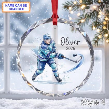 Personalized Hockey Player Glass Ornament – Custom Athlete Keepsake - Image 4