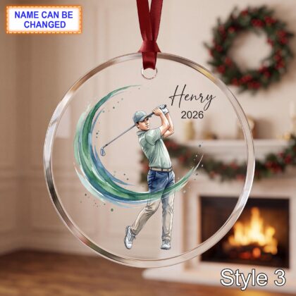 Personalized Golf Player Glass Ornament – Custom Golfer Keepsake - Image 3