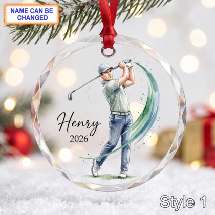 Personalized Golf Player Glass Ornament – Custom Golfer Keepsake