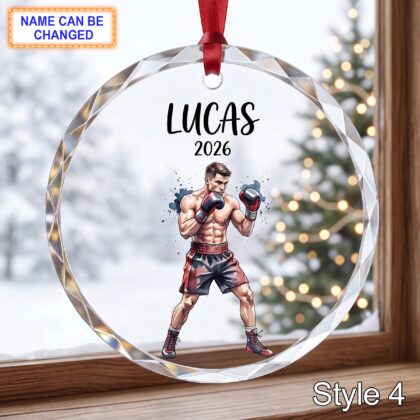 Personalized Boxer Glass Ornament – Custom Boxing Athlete Keepsake - Image 4