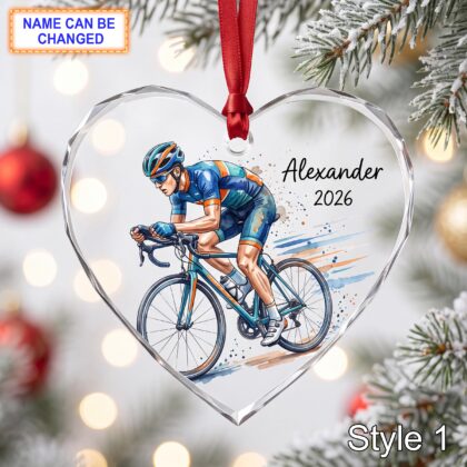 Personalized Cyclist Glass Ornament – Custom Cycling Athlete Keepsake