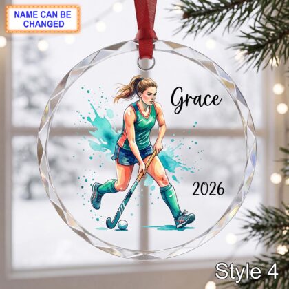 Personalized Field Hockey Glass Ornament – Custom Athlete Keepsake - Image 4