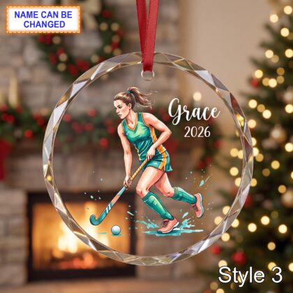 Personalized Field Hockey Glass Ornament – Custom Athlete Keepsake - Image 3