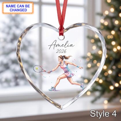 Personalized Tennis Player Glass Ornament – Custom Athlete Keepsake - Image 4