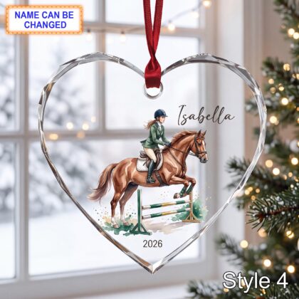 Personalized Horse Rider Glass Ornament – Custom Equestrian Keepsake - Image 4