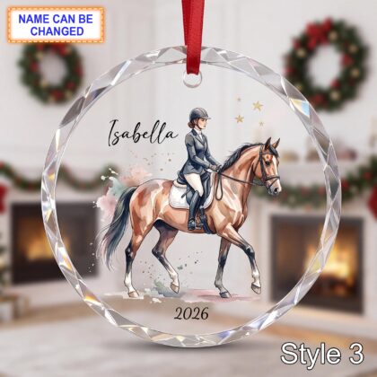 Personalized Horse Rider Glass Ornament – Custom Equestrian Keepsake - Image 3