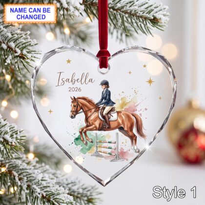 Personalized Horse Rider Glass Ornament – Custom Equestrian Keepsake
