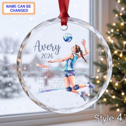 Personalized Volleyball Player Glass Ornament – Custom Athlete Keepsake - Image 4