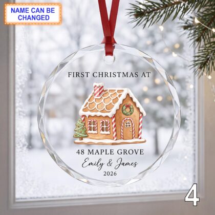 First Christmas Gingerbread House Glass Ornament – Personalized New Home Keepsake - Image 4