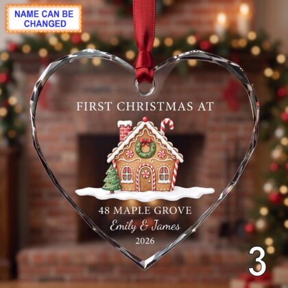 First Christmas Gingerbread House Glass Ornament – Personalized New Home Keepsake - Image 3