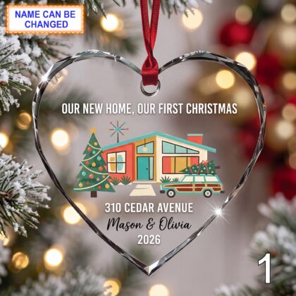 Our New Home Our First Christmas Glass Ornament – Personalized House Keepsake