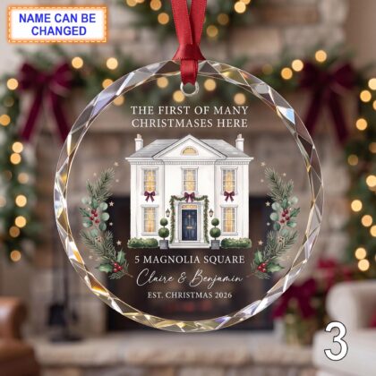 First of Many Christmases Here Glass Ornament – Personalized White House Keepsake - Image 3