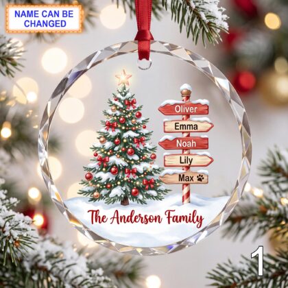 Personalized Family Christmas Glass Ornament – Custom Home Keepsake with Family Names
