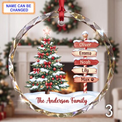 Personalized Family Christmas Glass Ornament – Custom Home Keepsake with Family Names - Image 3