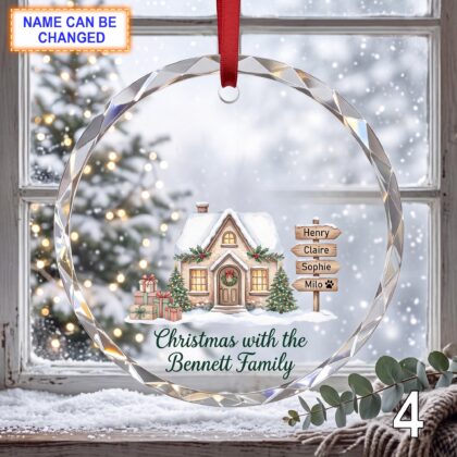 Christmas with the Family Glass Ornament – Personalized Family House Keepsake - Image 4