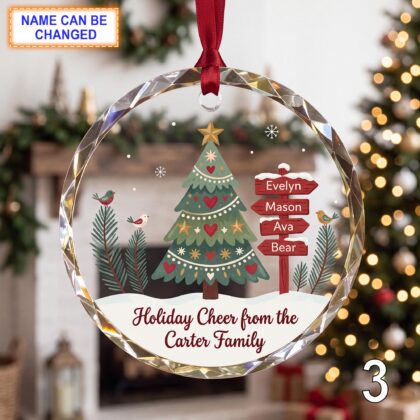 Personalized Family Christmas Glass Ornament – Custom Holiday Tree Keepsake with Family Names - Image 3