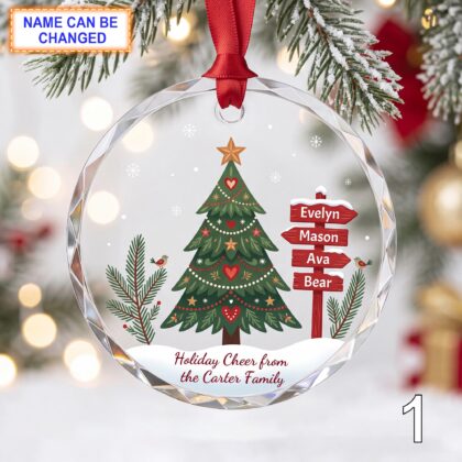 Personalized Family Christmas Glass Ornament – Custom Holiday Tree Keepsake with Family Names
