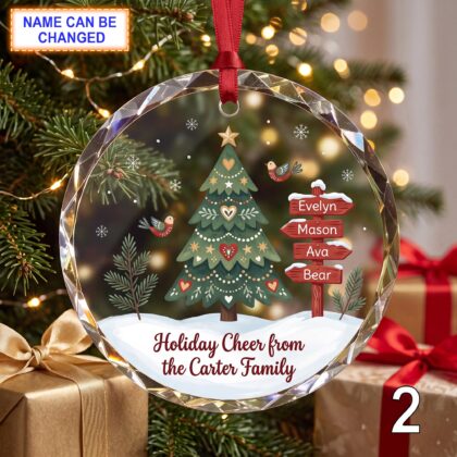 Alternative view of Personalized Family Christmas Glass Ornament – Custom Holiday Tree Keepsake with Family Names