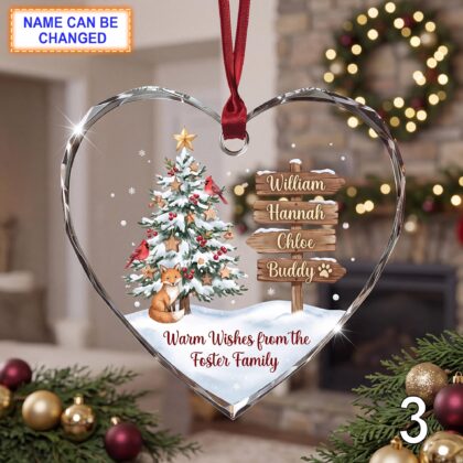Personalized Christmas Glass Ornament – Custom Holiday Tree Keepsake with Evergreen Christmas Tree - Image 3