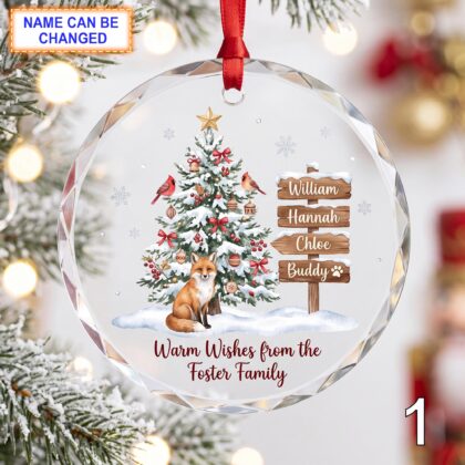 Personalized Christmas Glass Ornament – Custom Holiday Tree Keepsake with Evergreen Christmas Tree