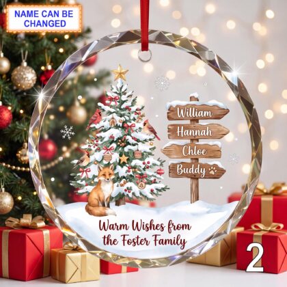 Alternative view of Personalized Christmas Glass Ornament – Custom Holiday Tree Keepsake with Evergreen Christmas Tree
