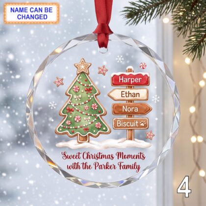 Personalized Christmas Glass Ornament – Custom Gingerbread Holiday Keepsake with Decorated Tree - Image 4