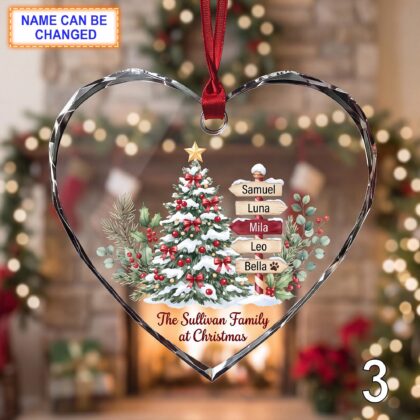 Custom Christmas Glass Ornament – Custom Holiday Tree Keepsake with Decorated Evergreen - Image 3