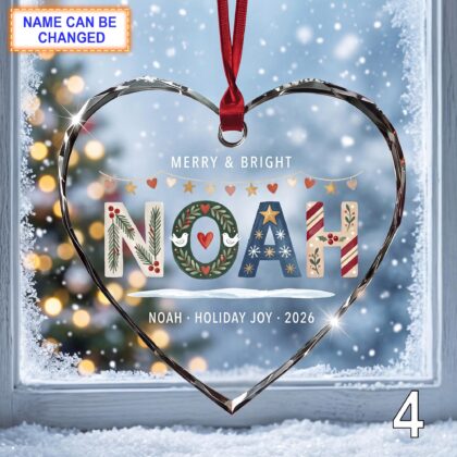 Christmas Glass Ornament – Custom Festive Name Keepsake with Colorful Holiday Lettering - Image 4
