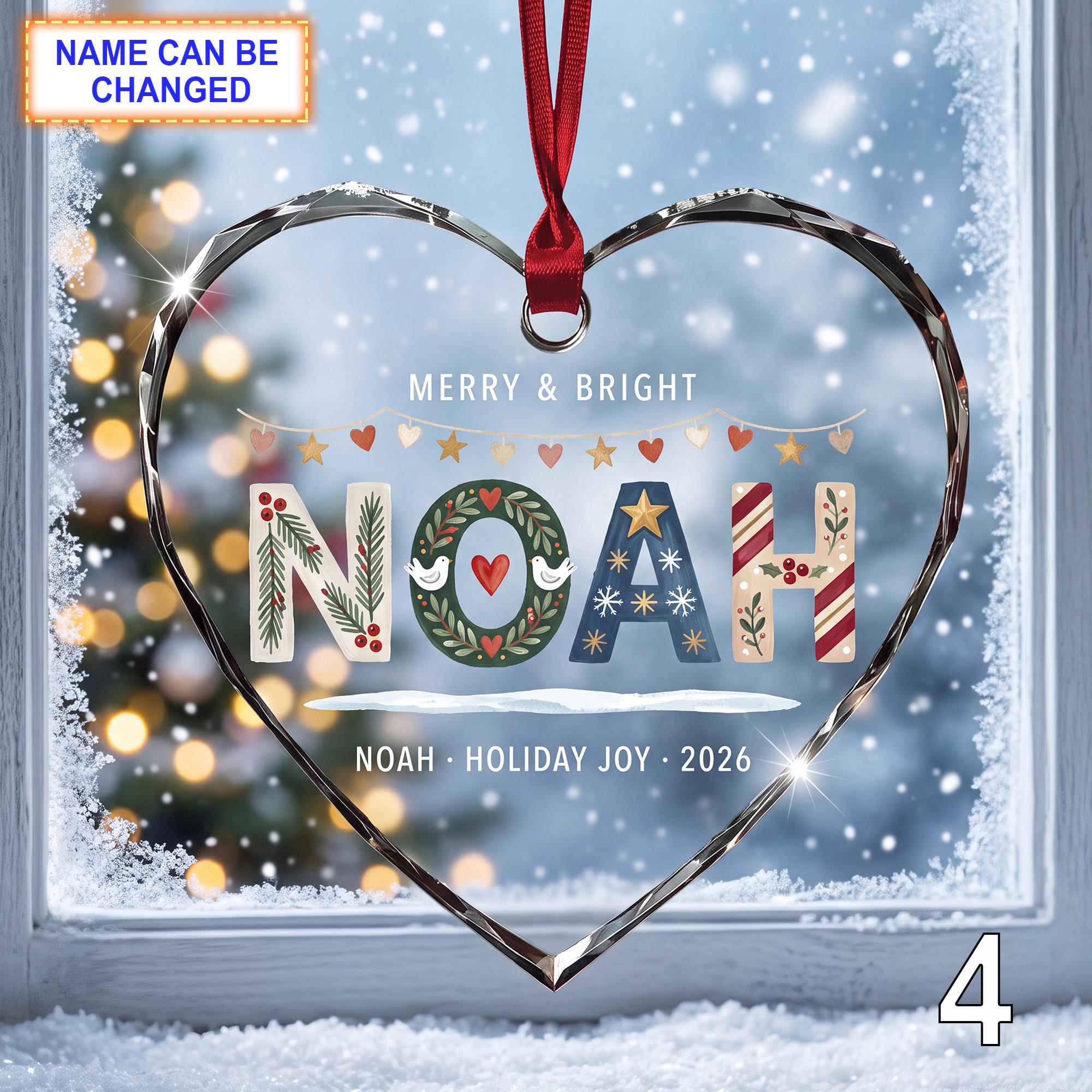 Christmas Glass Ornament – Custom Festive Name Keepsake with Colorful Holiday Lettering - Image 4