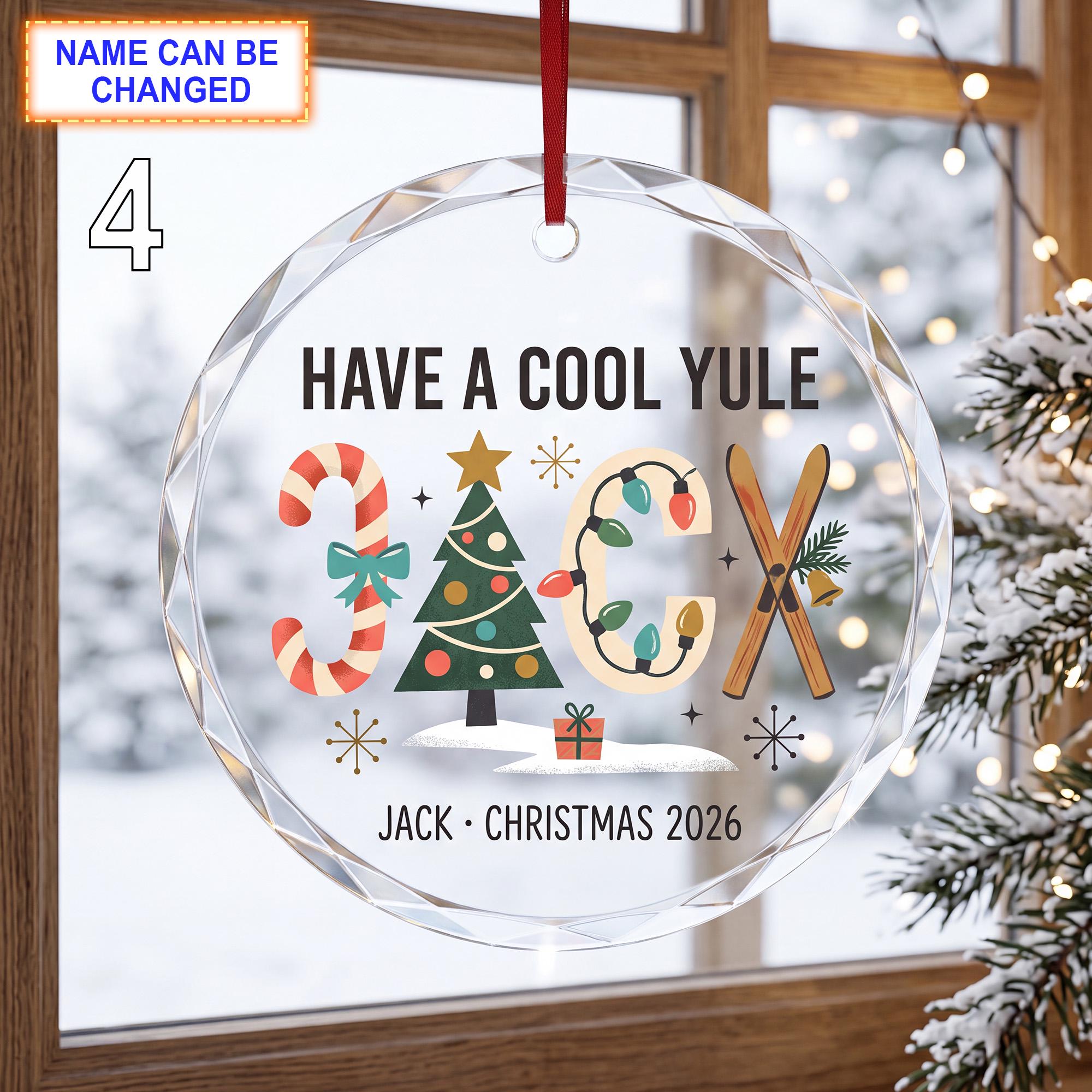 Have a Cool Yule Christmas Glass Ornament – Custom Ski Keepsake with Candy Canes - Image 4
