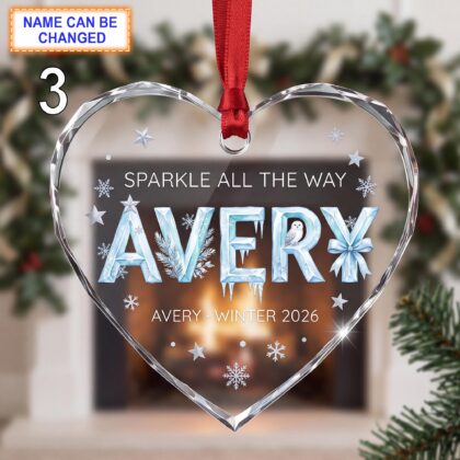 Christmas Glass Ornament with “Sparkle All the Way” Quote - Image 3