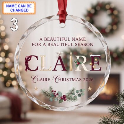 A Beautiful Name for a Beautiful Season Christmas Glass Ornament - Image 3