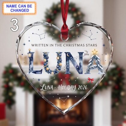 Written in the Christmas Stars Glass Ornament – Custom Holiday Name Keepsake with Starry Lettering - Image 3