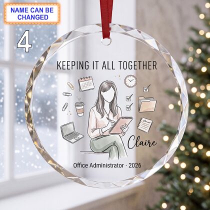 Keeping It All Together Office Administrator Christmas Glass Ornament - Image 4