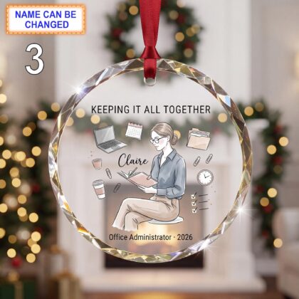 Keeping It All Together Office Administrator Christmas Glass Ornament - Image 3