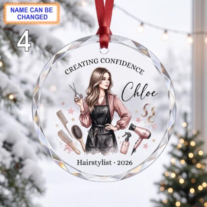 Creating Confidence Christmas Glass Ornament – Custom Hairstylist Keepsake with Scissors - Image 4