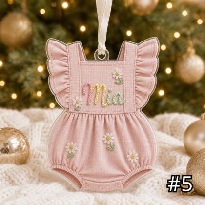 Personalized Baby Romper Acrylic Ornament – Custom Name First Christmas Keepsake - Image 6