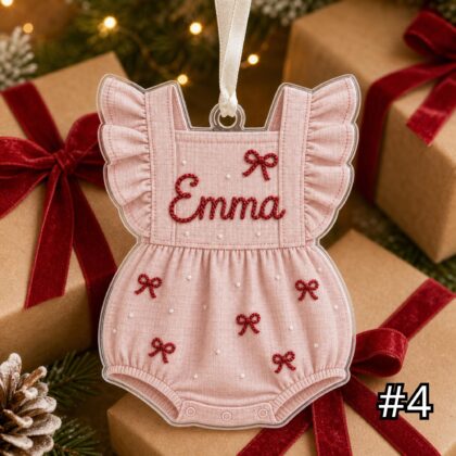 Personalized Baby Romper Acrylic Ornament – Custom Name First Christmas Keepsake - Image 5