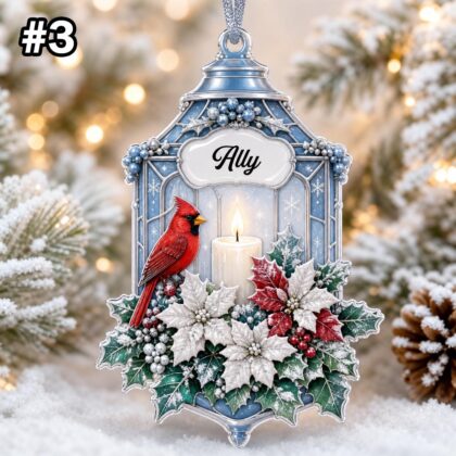 Custom Name Cardinal Candle Personalized Ornament – Christmas Tree Hanging Decor - Image 5